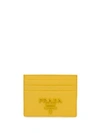 Prada Saffiano Logo Card Holder In Yellow