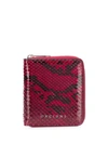Orciani Python Effect Compact Wallet In Red
