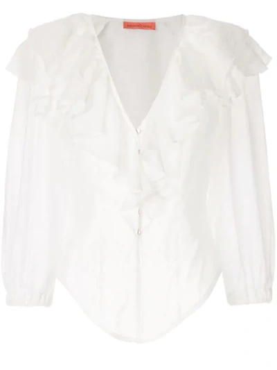 Manning Cartell Balloon Art Frilled Blouse In Off White