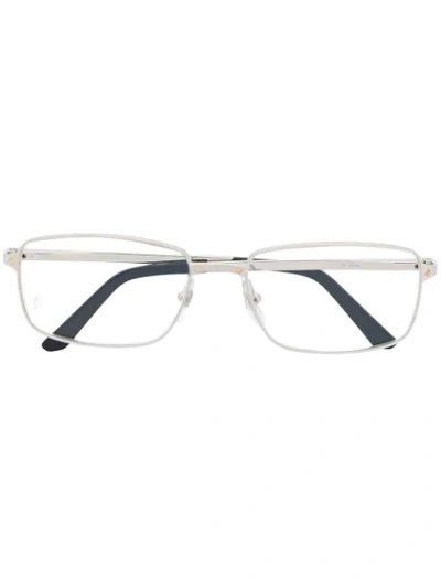 Cartier Logo Square Glasses In Silver