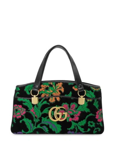 Gucci Large Floral Arli Bag In Green