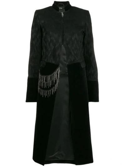 Isabel Benenato Chain-detail Long Coat In Black