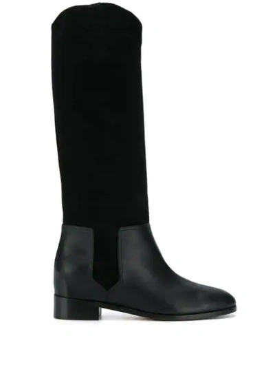 Aquazzura Dual Textured Boots In Black