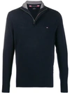 Tommy Hilfiger Zip Front Knit Sweatshirt In Blue
