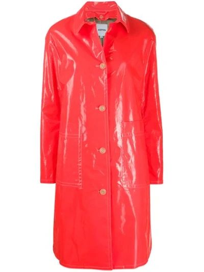 Aspesi Gele'e Single-breasted Raincoat In Orange