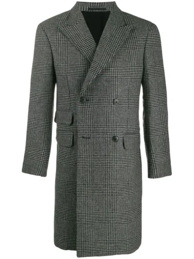 Z Zegna Houndstooth Double-breasted Coat In Black