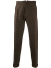 Berwich Straight-leg Chevron Trousers In Brown