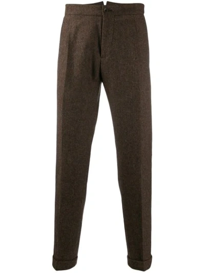 Berwich Straight-leg Chevron Trousers In Brown