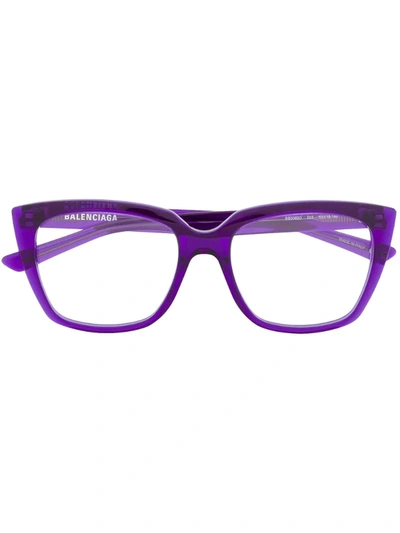 Balenciaga Square Glasses In Purple