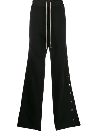 Rick Owens Drkshdw Side Button Wide Leg Trousers In Black