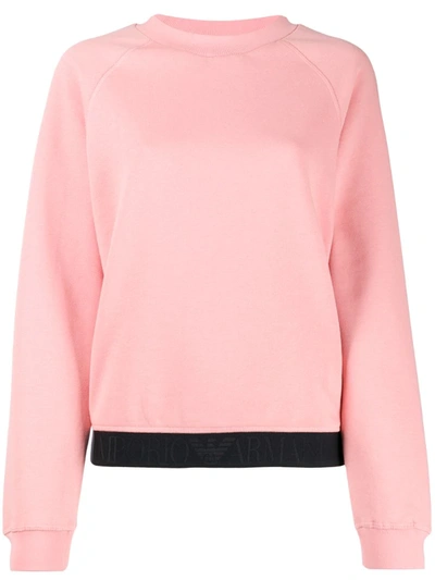 Ea7 Two-tone Relaxed-fit Sweatshirt In Pink