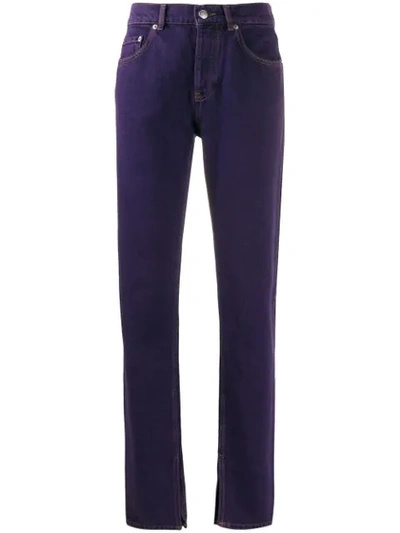 Ganni Mid Rise Ankle Slit Jeans In Purple