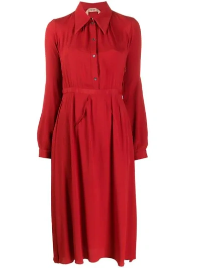 N°21 Long Sleeve Shirt Dress In Red