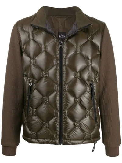 Hugo Boss Quilted Down Jacket In Green