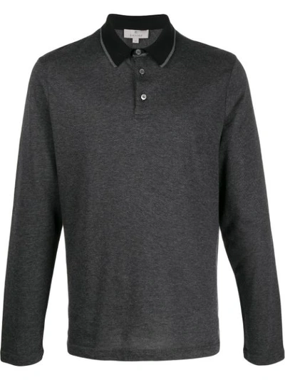 Canali Contrast Collar Polo Shirt In Grey