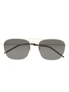 Saint Laurent Square-shaped Sunglasses In Gold