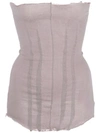 Marc Le Bihan Frayed Strapless Top In Pink