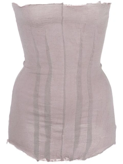 Marc Le Bihan Frayed Strapless Top In Pink