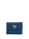 Prada Saffiano Card Holder In Blue