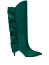 Marc Ellis Ruched Detail Pointed Toe Boots In Green