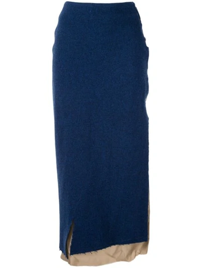 Sulvam Two Tone Layered Skirt In Blue