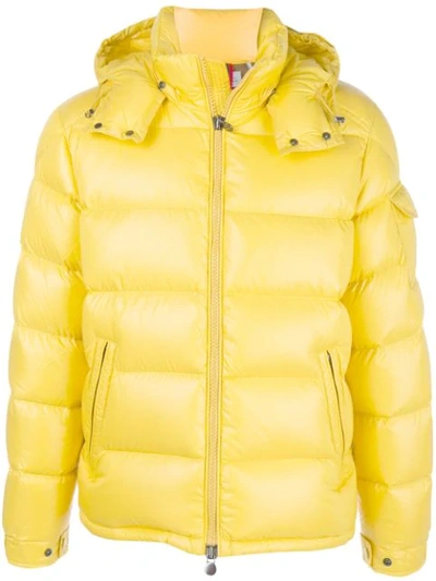 Moncler Logo Patch Puffer Jacket In 141 Yellow