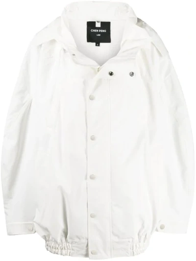 Chen Peng Oversized Hooded Jacket In White