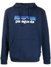Patagonia P-6 Logo Uprisal Print Hoodie In Blue