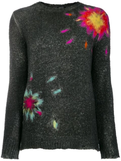 Avant Toi Felt Flower Sweater In Black