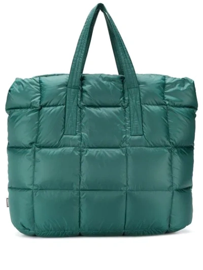 Aspesi Quilted Feather Down Tote Bag In Green