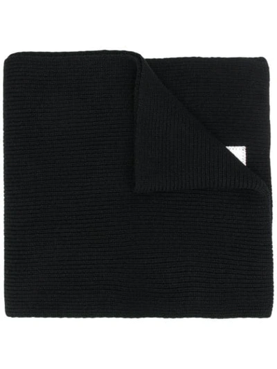Emporio Armani Ribbed Knit Scarf In Black