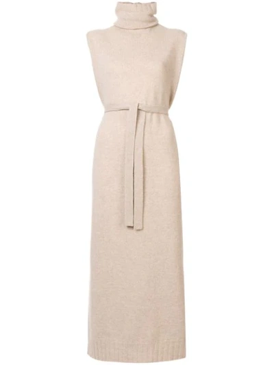 Lemaire Belted Knitted Dress In Brown