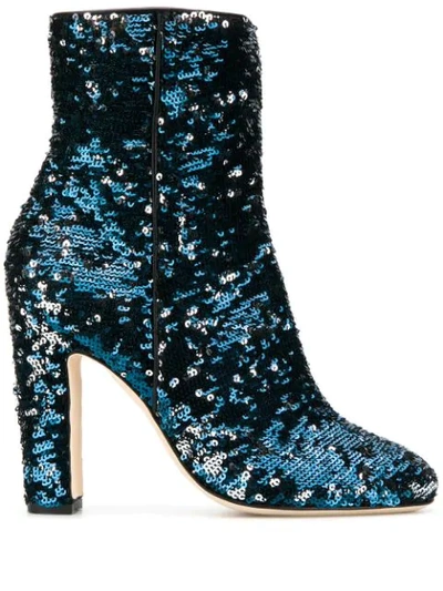 Paris Texas Sequin Embelished Boots In Blue