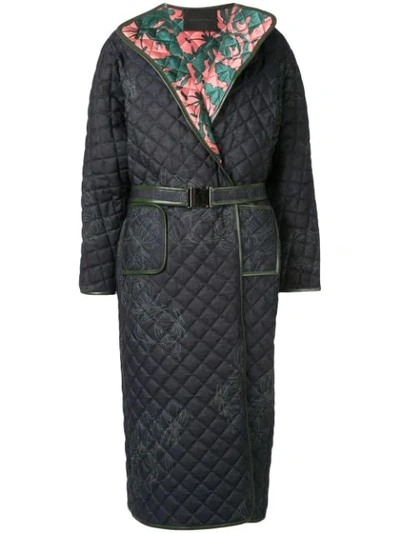 Anteprima Fiore Gloriosa Belted Coat In Blue