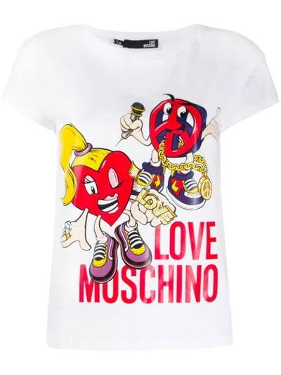 Love Moschino Peace Love Doll T-shirt In White