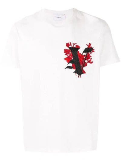 Ports V Embroidered V T-shirt In White