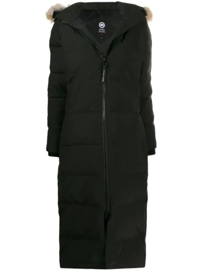 Canada Goose Fur Hooded Padded Coat In Black