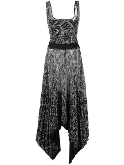 Dion Lee Pleated Lace Corset Dress In Black