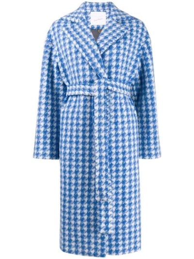 Giada Benincasa Houndstooth Oversized Coat In Azure