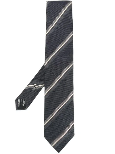 Tom Ford Diagonal Stripe Tie In Black