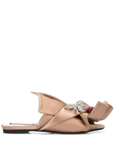 N°21 Crystal Cherry Slide Mules In Brown