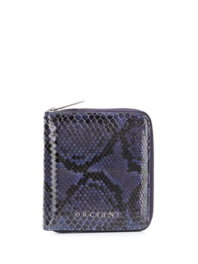Orciani Python Effect Compact Wallet In Blue