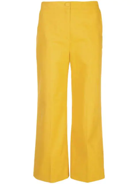 Alexa Chung Cropped Wide Leg Trousers In Yellow | ModeSens