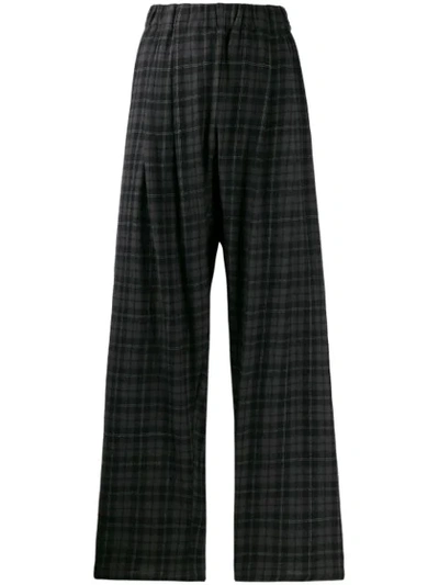 Apuntob Cropped Checked Trousers In Black
