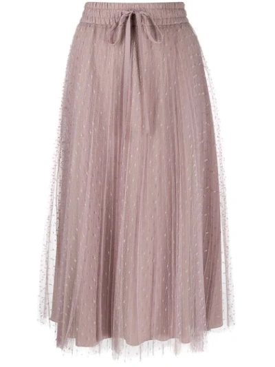 Red Valentino Red(v) Point D'esprit Pleated Skirt In Pink