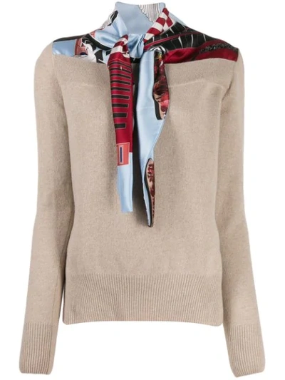 Cedric Charlier V-neck Knit Jumper In Neutrals