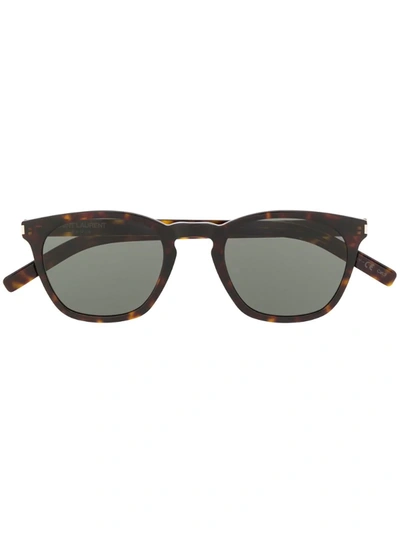 Saint Laurent Sl 28 Slim Sunglasses In Brown
