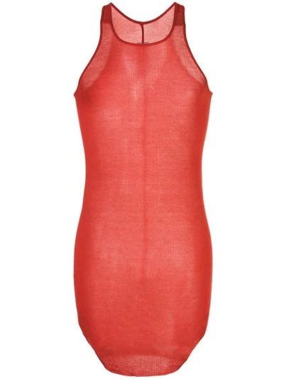 Rick Owens Asymmetric Long Tank Top In Red