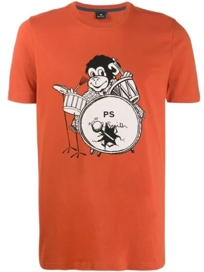 Ps By Paul Smith Drumming Monkey T-shirt In Orange