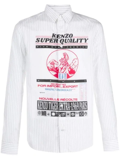 Kenzo Slim-fit Artwork Cotton Shirt In White